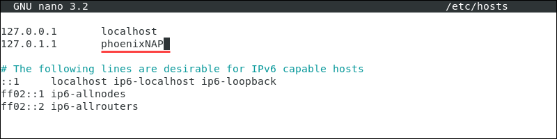 Replace the old name in the hosts file