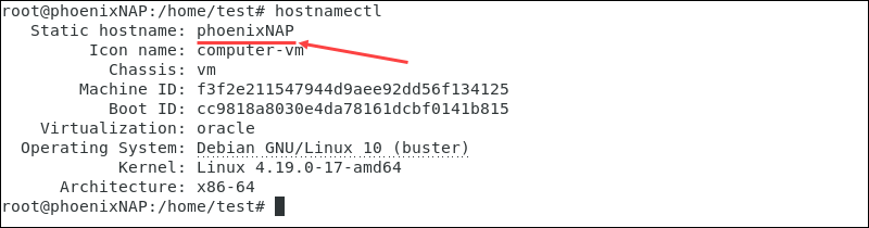 Verify if the hostname was successfully changed