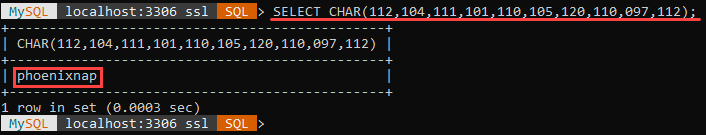 An example of the CHAR string function.