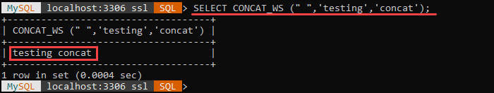 An example of the CONCAT_WS string function.