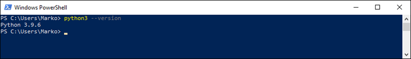Confirming the successful Python 3 installation in Windows