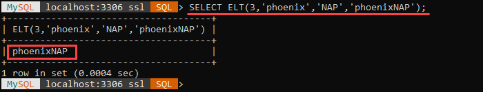 An example of the ELT string function.