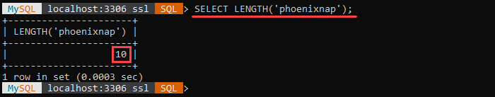 An example of the LENGTH string function.