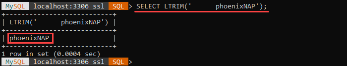 An example of the LTRIM string function.