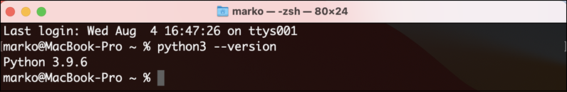 Checking the Python version in macOS