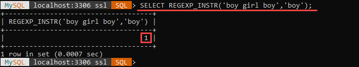 An example of the REGEXP_INSTR string function.