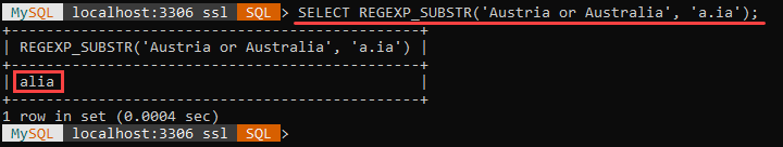 An example of the REGEXP_SUBSTR string function.