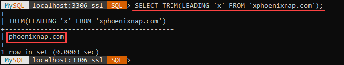 An example of the TRIM string function.