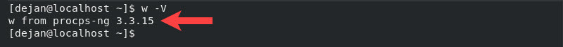 w command check version with -V