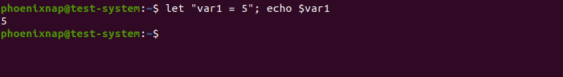 Assigning a value to a variable using the bash let command