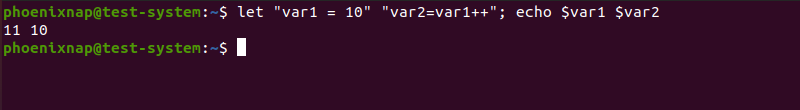 Performing a post-increment operation using the let command