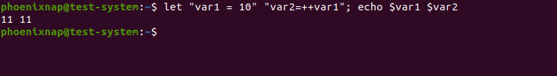 Performing a pre-increment operation using the let command