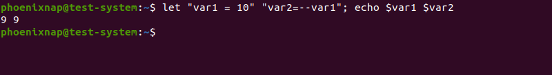 Performing a pre-decrement operation using the let command