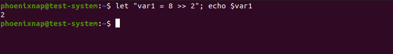 Performing a bit shift right using the let command