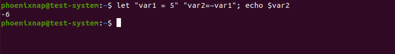 Performing a bitwise negate operation using the let command