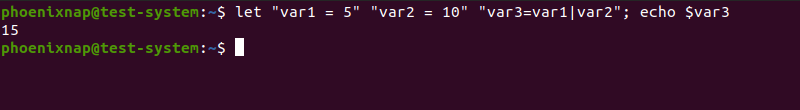 Performing a bitwise OR operation using the let command