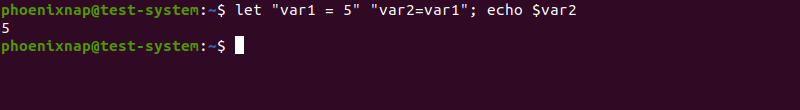 Assigning one variable the value of another variable using the let command