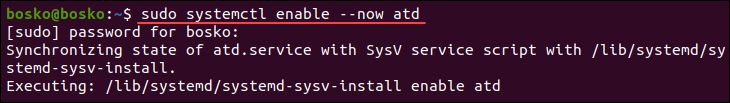 Enabling the atd scheduling daemon in Linux.