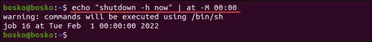 Scheduling an at job and preventing the email notification option.