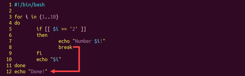 for_break.sh script code