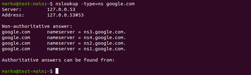 Viewing name server information.
