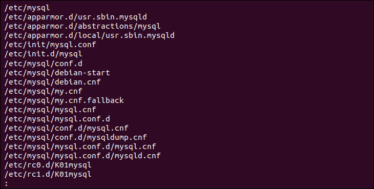 Piping the locate output into a terminal pager.