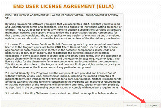 Proxmox EULA.