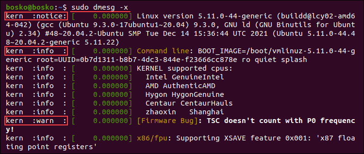 Using the decode option in dmesg.