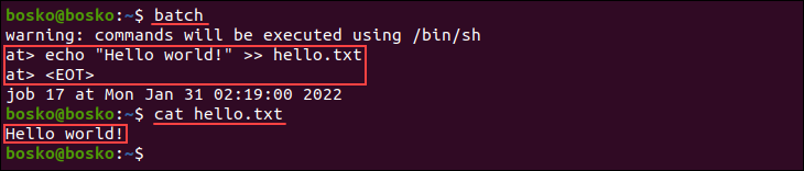 An example of using the batch command.