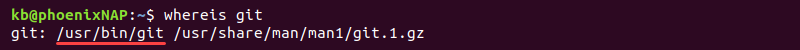 whereis git terminal output