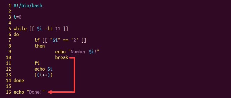 while_break.sh script code