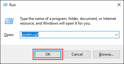 Open System Properties using the Windows Run prompt