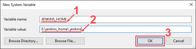 Set the name and value for the new system variable