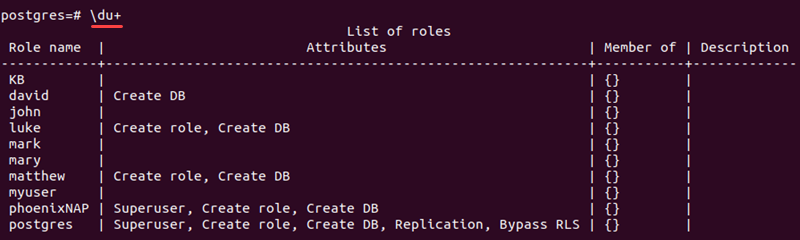 du command extended postgres