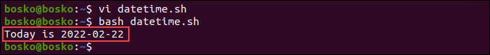 Print the current date and time using printf.