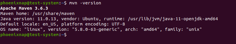 Check the current version of Maven to verify the installation