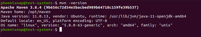 Check the current version of Maven to verify the installation