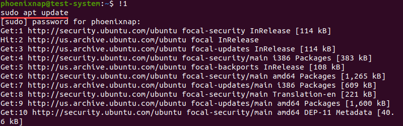 Reusing the first command on the history list