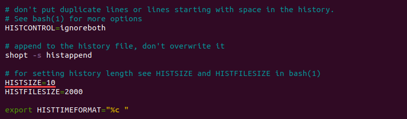 Editing the history buffer size