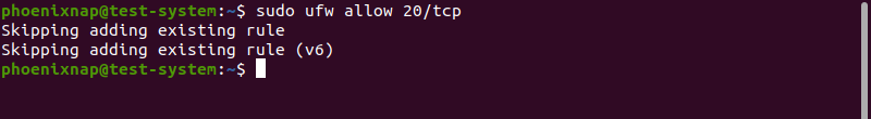 Unsuccessfully running the ufw command