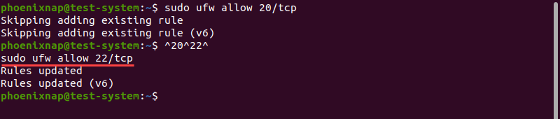 Changing the previous command