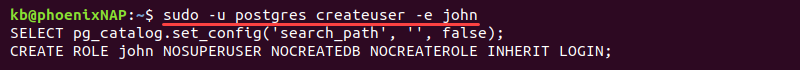 postgres create user echo query