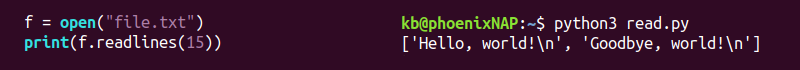 python read lines characters