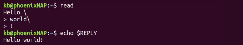 read backslash behavior terminal