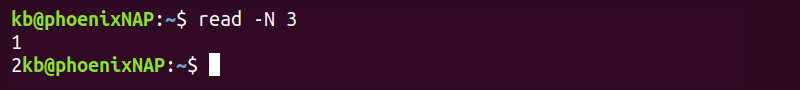 read -n 3 no delimiter terminal output