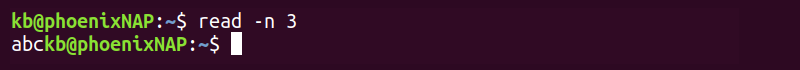 read -n 3 terminal output