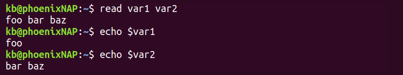 read variables and word count terminal