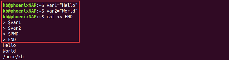 heredoc variables