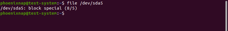 Testing a system file using the file command