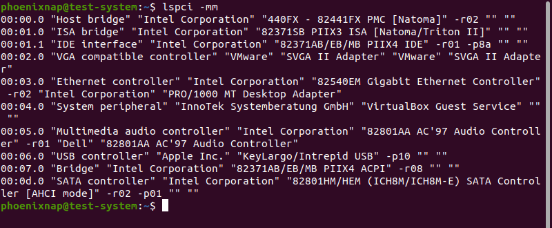 Displaying the PCI device information in a machine-readable format